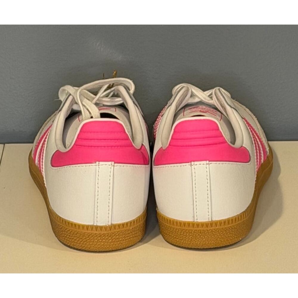 NIB Adidas Samba Junior White/Hot Pink - Girl's Size 7 - Picture 4 of 9